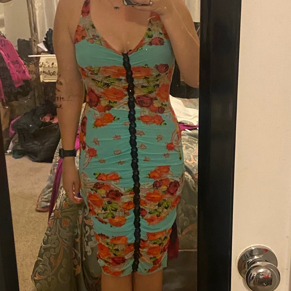 Jean Paul Gaultier Soleil Mesh Floral Dress